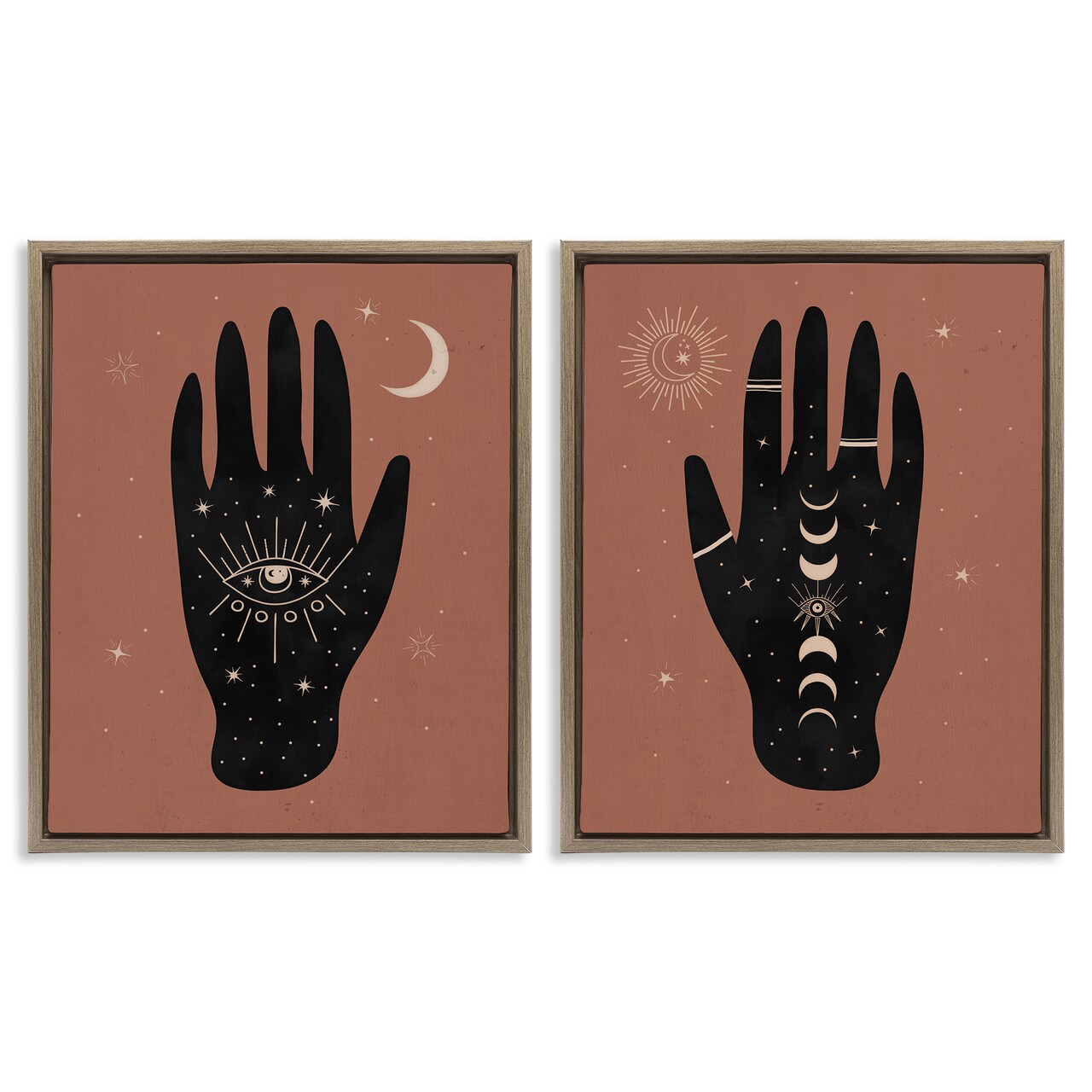 Stupell Industries All Seeing Mystical Hands 2pc Floater Framed Canvas Wall Art Set Design by Nina Blue
